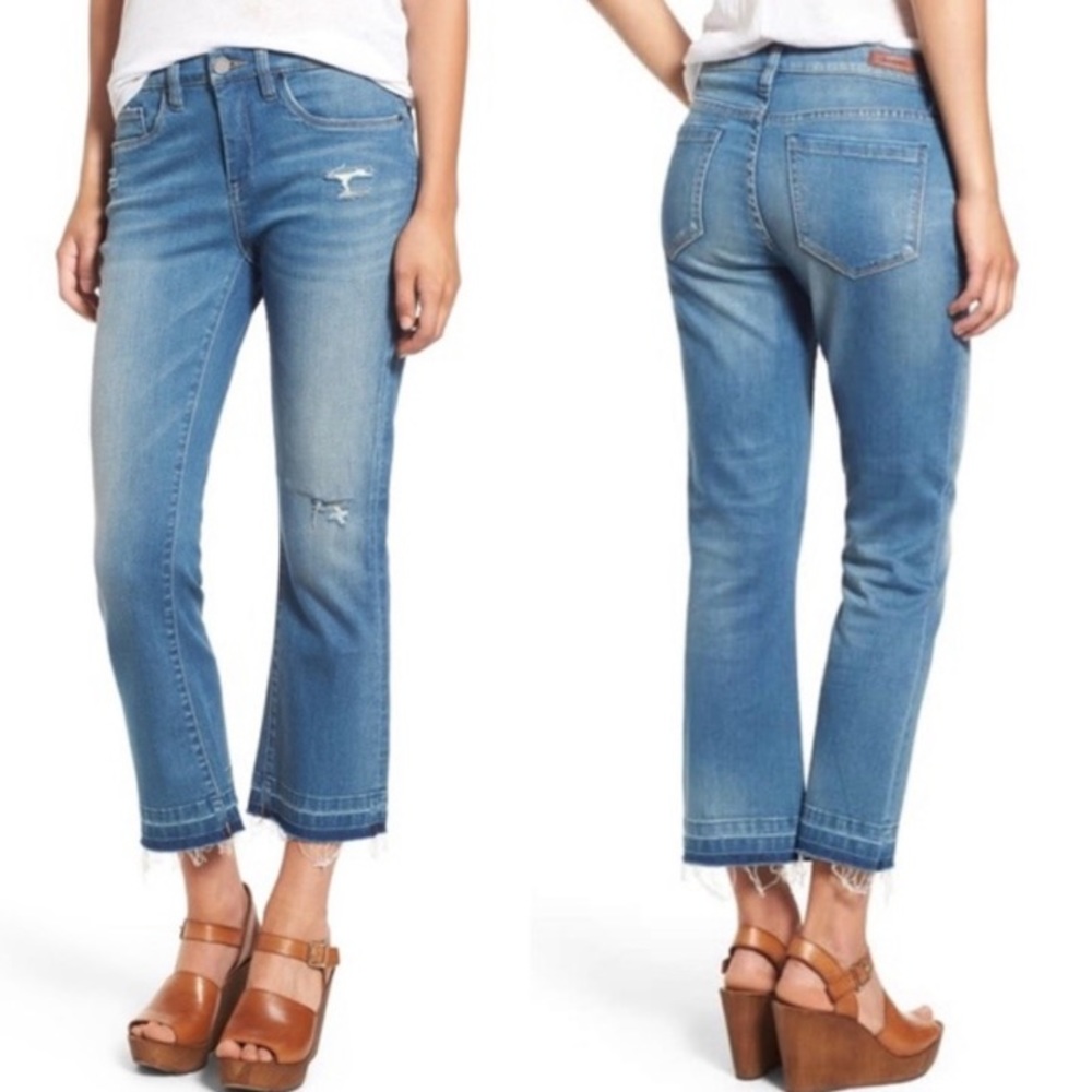 Blank NYC kickflare cropped distressed raw hem jeans size 26